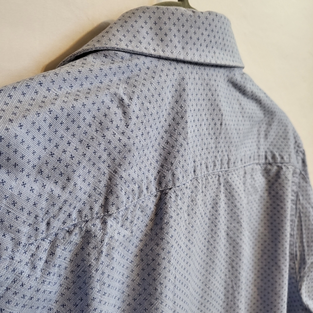 Zara Man slim cotton button down long sleeve collar  blue M medium pre-owned - Picture 7 of 8